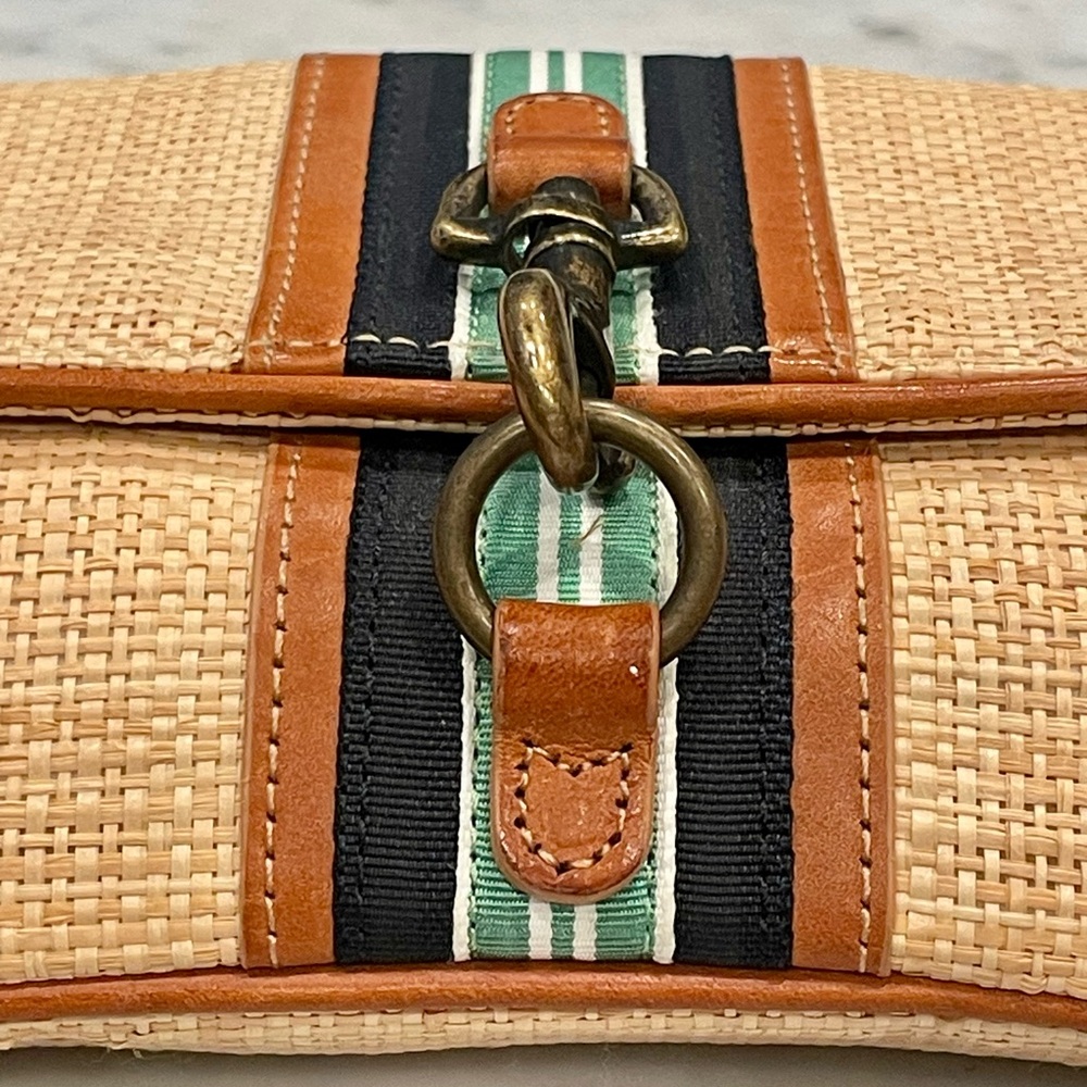 J. Crew Raffia & Leather shoulder bag, grosgrain &horsebit detail, bamboo, S - Picture 10 of 12